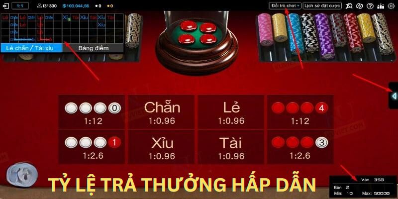 Tỷ lệ trả thưởng là điểm hấp dẫn của xóc đĩa online tại Kubet